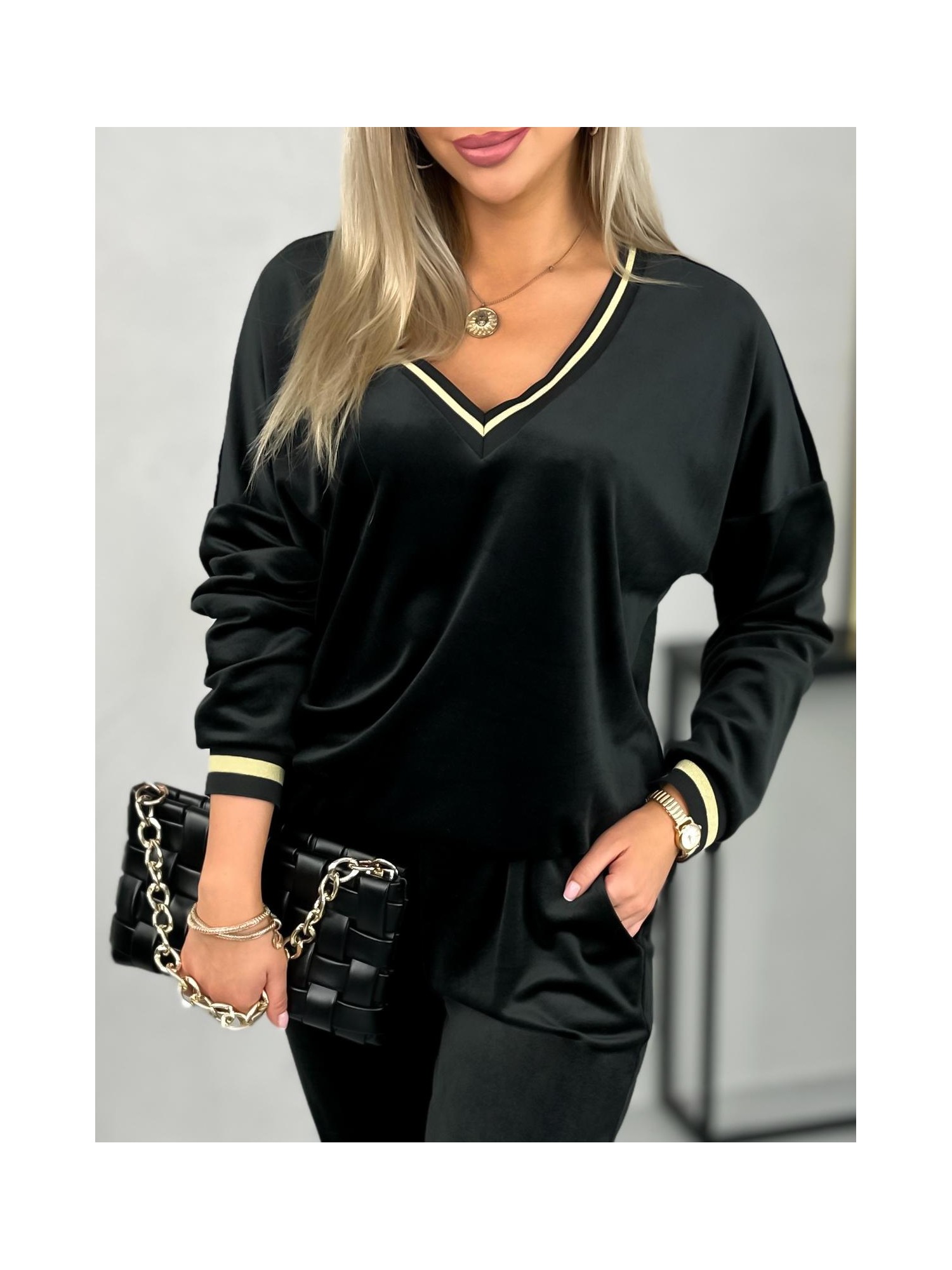 Dres Welurowy Charleni Czarny