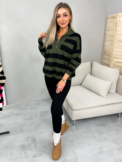 Sweter Madir Khaki-Czarny Sweter Madir Khaki-Czarny
