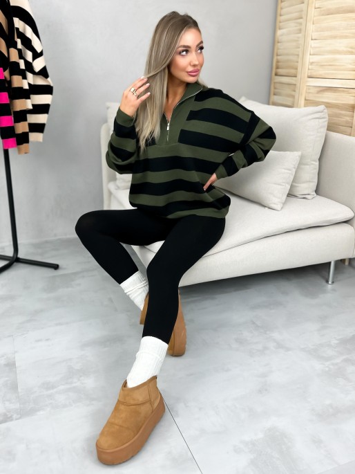 Sweter Madir Khaki-Czarny Sweter Madir Khaki-Czarny
