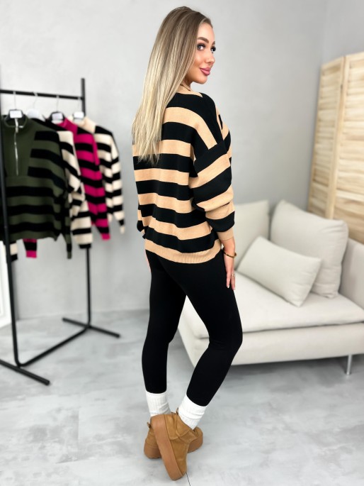 Sweter Madir Camelowo-Czarny Sweter Madir Camelowo-Czarny