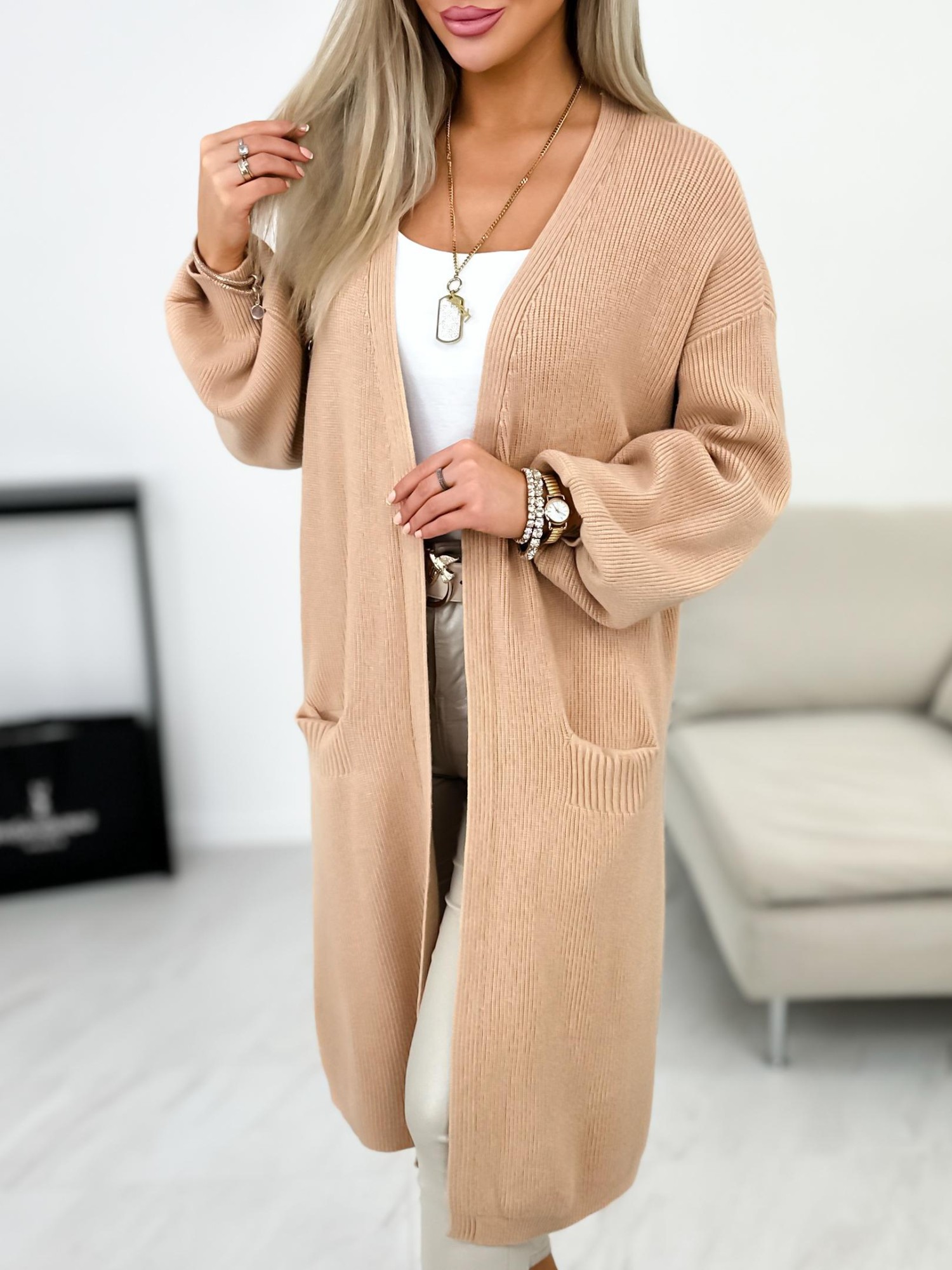 Sweter Kardigan Aroso Beżowy Sweter Kardigan Aroso Beżowy